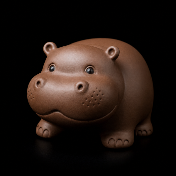 Clay Tea Pet Hippo on black background — sticker energy product photography
