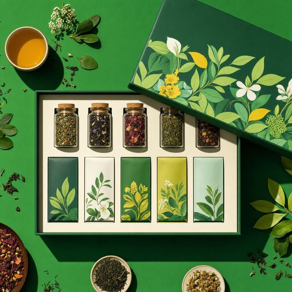 Slow Burn Sampler Flight on vivid green background — sticker energy product photography